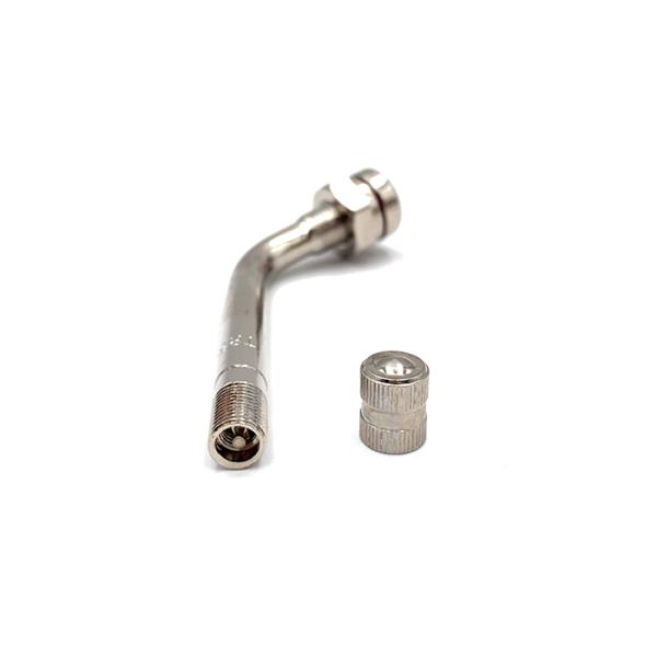 Brass Nickel Plated Clamp In Tire Valve TR545D Bend 60° 9.7mm Rim Hole
