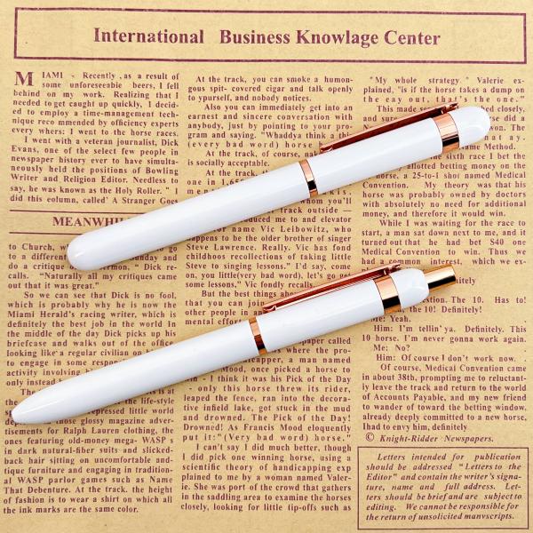 High End Metal Smooth Writing Roller Pen With White Rose Gold Comfortable Holder
