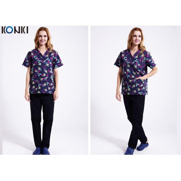 V Neck Printing Medical Scrubs Uniforms Uniforms Short Sleeve Tee