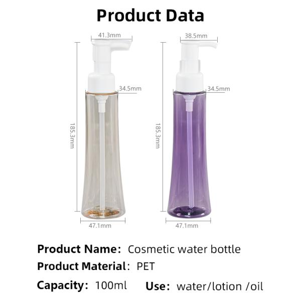 PET cleanser oil pump bottle 100ml PCR material packaging