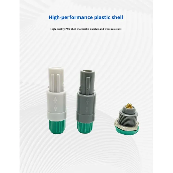Push-Pull Self-Locking Alcohol Disinfection Aviation Plug Connector Gray/Green Plastic China Manufacturer Can Be Freely