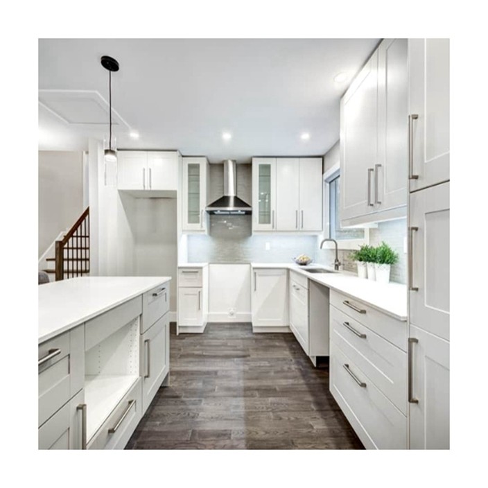 Modern Artificial Granite Countertop Customized Shaker Kitchen Cabinet with Lacquer Finish