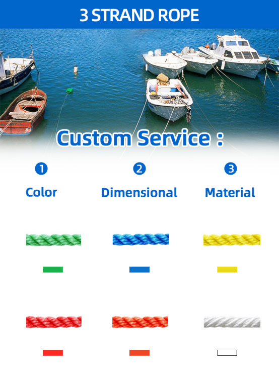 3 Strands Plastic PP Polypropylene Rope Twisted Fishing Net Rope Packaging