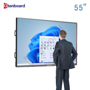 Qtenboard Interactive Touch Screen Monitor with 4K Resolution 40-50 Touch Points and Dual OS for Education and Office