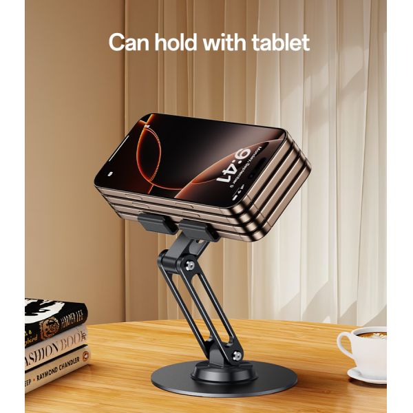 Yesido 360 Rotating Foldable Design Adjustment of Height Aluminum Alloy Phone Holder for Tablets and Devices