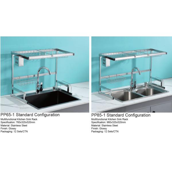 2 Tier Dish Dryer Rack Over Sink  , Polishing Double Sink Drying Rack ODM