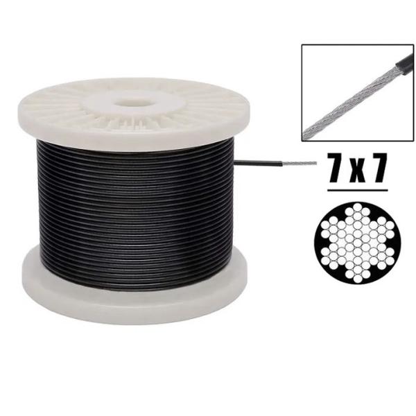 Standard AiSi Galvanized Finish 7x7 Affordable Fitness Cable with TPU Coated Steel Wire Rope