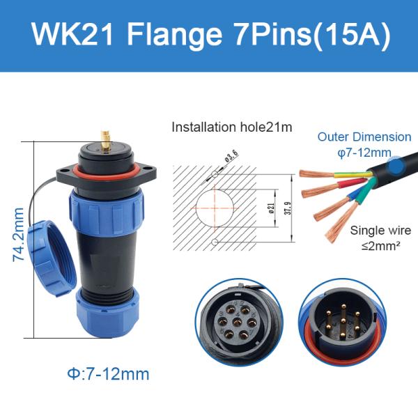 IP68 продело нитку гнездо штепсельной вилки водоустойчивый соединитель Wk21 служит фланцем пластиковое подводное Mateable