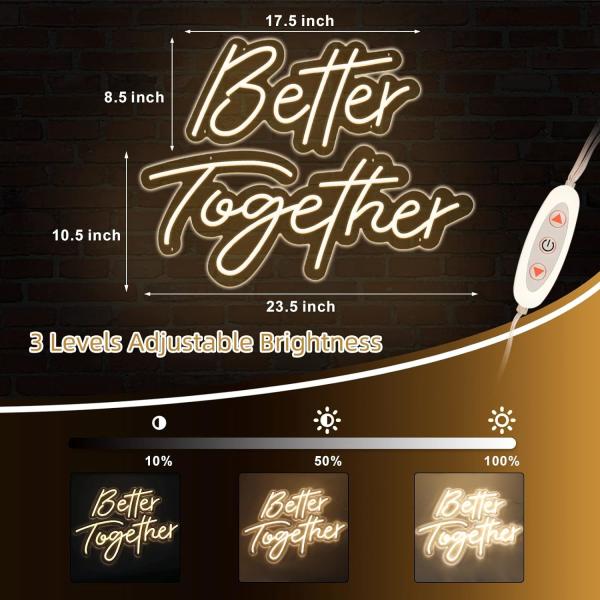 Large Neon Led Wall Light Sign Dimming Switch 12V Engagement Party Decoration Warm White