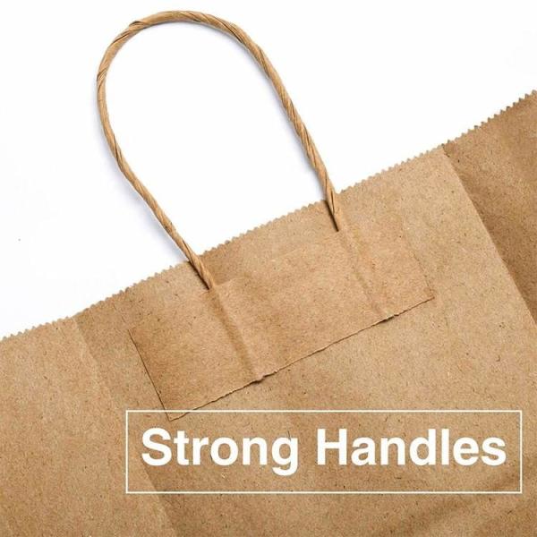 Food Takeaway Brown Plain Kraft Paper Bags With Twist Handles