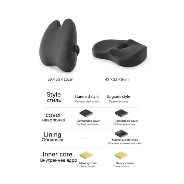Office Chair Cushion Sets with Memory Foam Lumbar Support and Removable Knitted Cover
