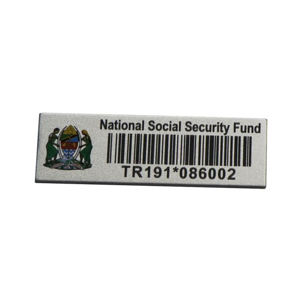 Silver Metal Asset Tag Customized Aluminium Barcode Tags Rectangular With Laser Logo