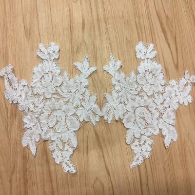 Jacquard Cord Eyelash  Lace Applique  for Wedding Bridal Dress