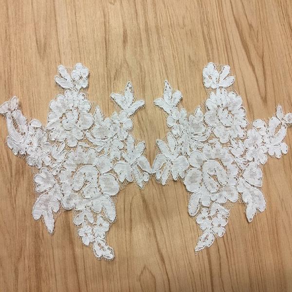 Jacquard Cord Eyelash  Lace Applique  for Wedding Bridal Dress