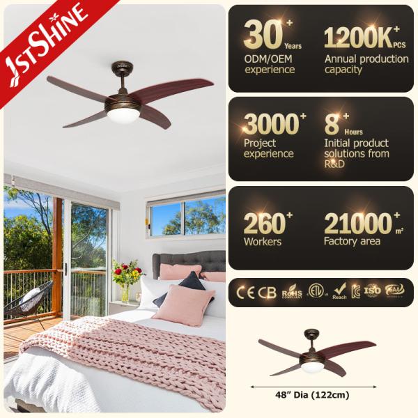 O fã de teto retro decorativo do estilo de 4 lâminas do MDF 48 polegadas de 220V conduziu