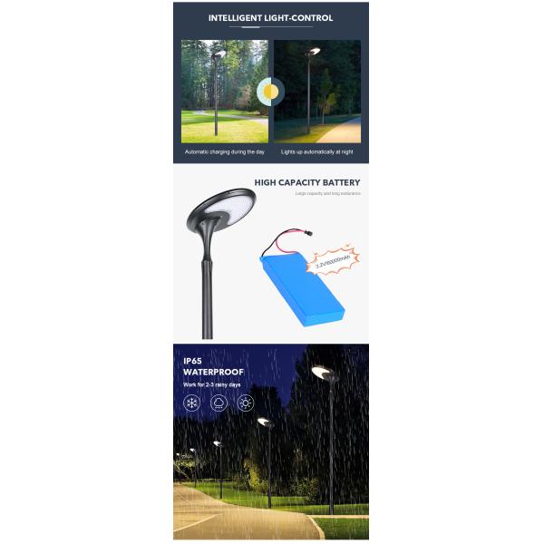 38W Courtyards Integrated Solar Led Street Light Oval Shape Light Control Outdoor  Lamp
