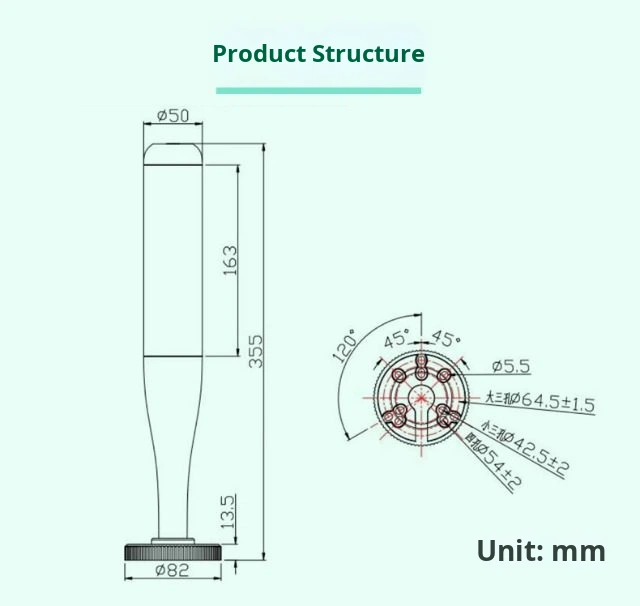 Onn M4S-D Tri Color LED Machine Tool Indicator Light With Buzzer Foldable DC 24V IP65 Rated 85dB 360 Beam Angle