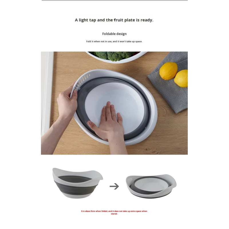Muti-functional Eco-friendly Modern Foldable Design Silicone Folding Dish Storge Basket for Home Kitchen Food Storage