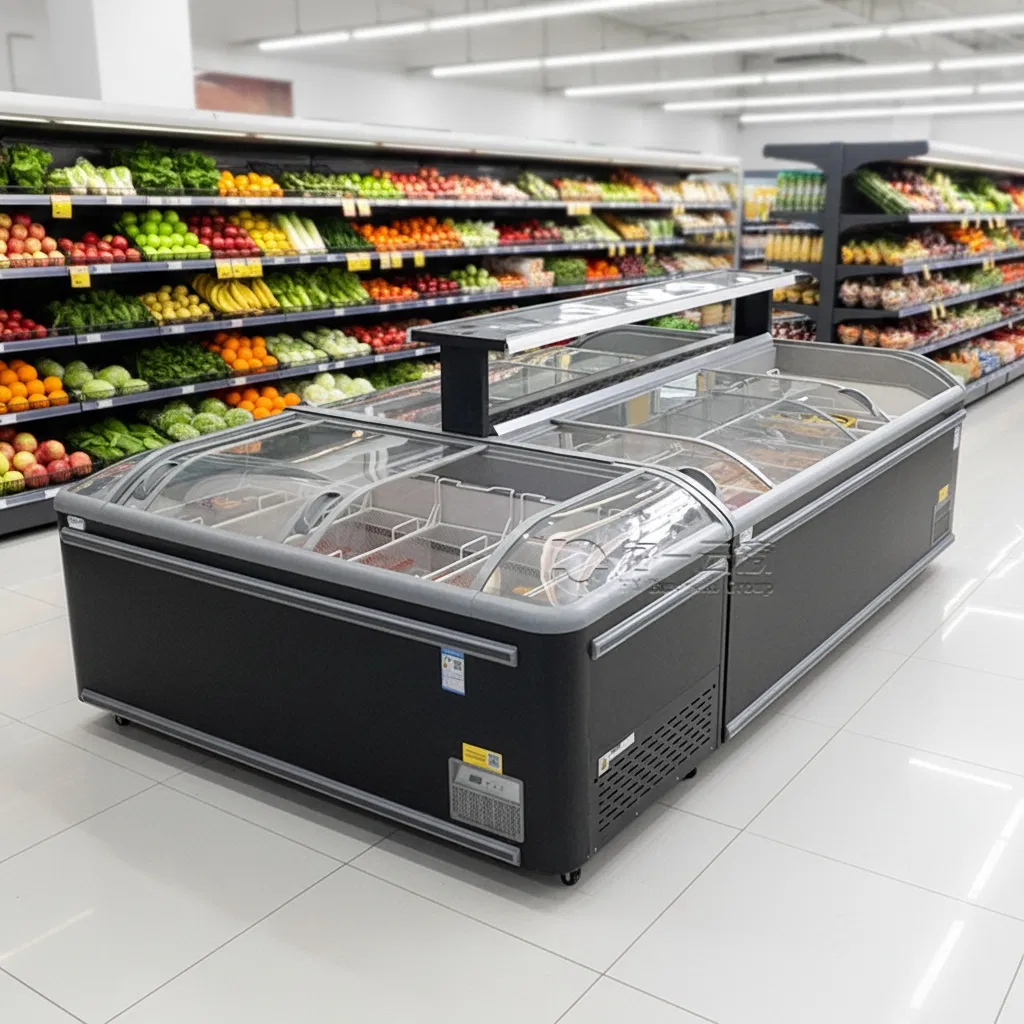 Visual Window Sliding Glass Top Freezer Thermostat Auto Defrost Island Freezer 600L