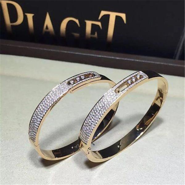 Luxury jewelry Mk Three drill sliding Diamonds bracelet 18k white gold yellow gold rose gold diamond bracelet