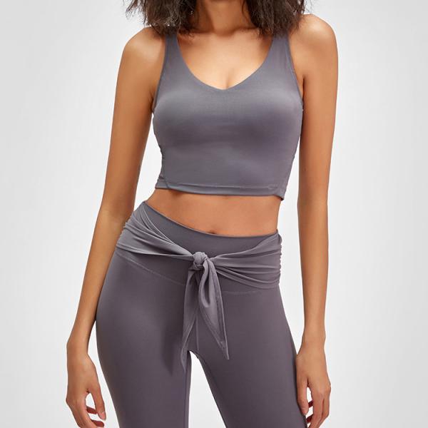 Fashion V Neck U Back Padded Vest Sports Bra Shockproof Yogawear Woman Sportwear