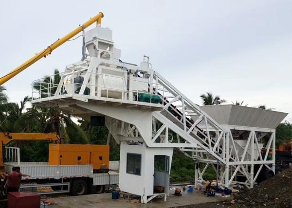 Small Capacity Mobile Concrete Plant , Portable Cement Concrete Batch Mix Plant
