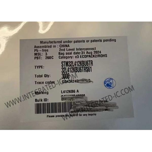 32UFQFNマイクロ制御回路MCU STM32L412KBU6マイクロ制御回路IC 80MHz高性能