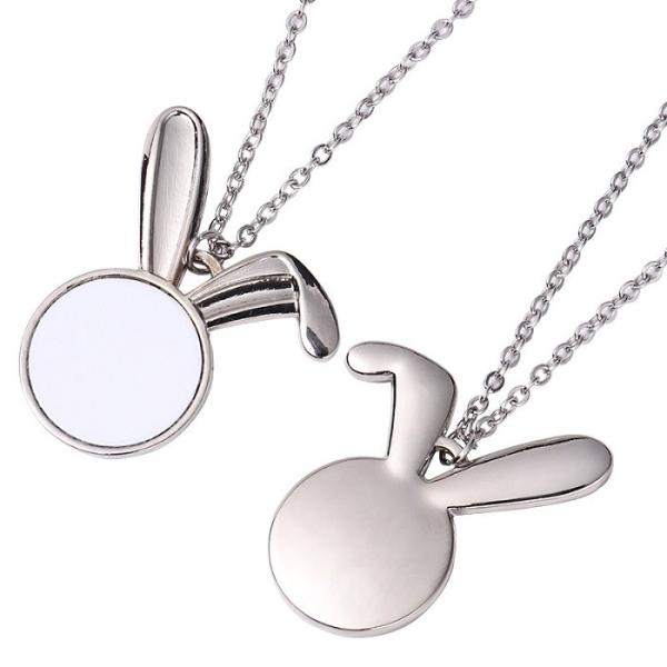 Sublimation Rabbit Pendant Necklace Personalized Easter Gifts Bunny Necklace For Heat Transfer