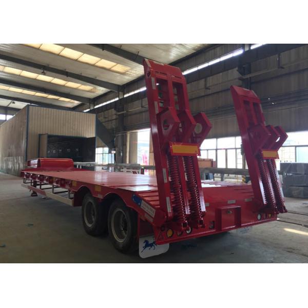 Loading Construction Machines Hydraulic Flatbed Trailer 3 Axles 80 Tons 17m