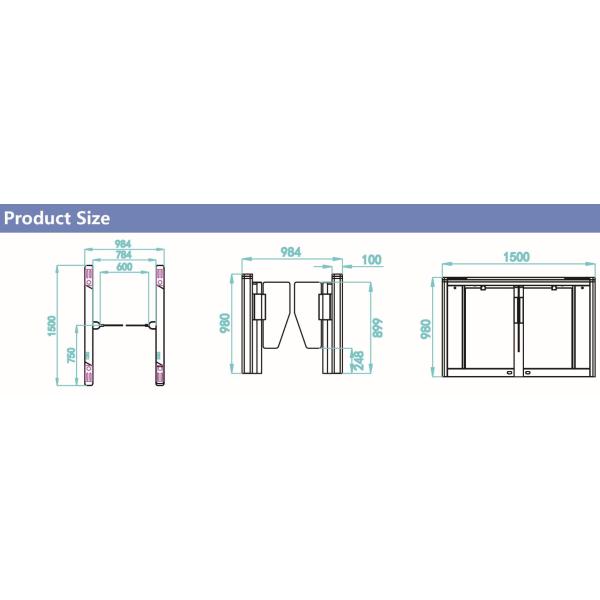 Моторизованное безщеточное сервопривода верхнего сегмента турникета ворот скорости безопасностью евро Turboo