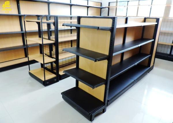 Black Wire Grid Wood And Metal Shelves 630mm/900mm Length 30kg/ Layer Load