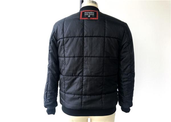 Mens PU Leather Coat Polyester Bomber Jacket With Zip Pocket / Emboriedary Patch TWS8055