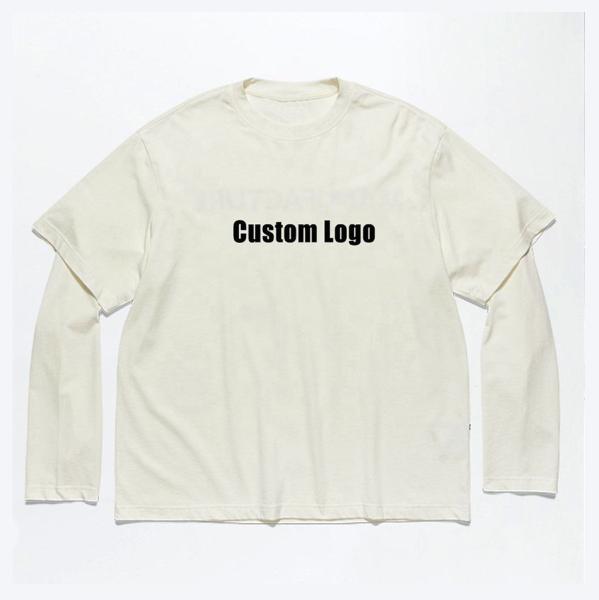 Impressão de tela sob encomenda Francesa Terry Dupla Camisa de Manga Longa Para Homens Colorida