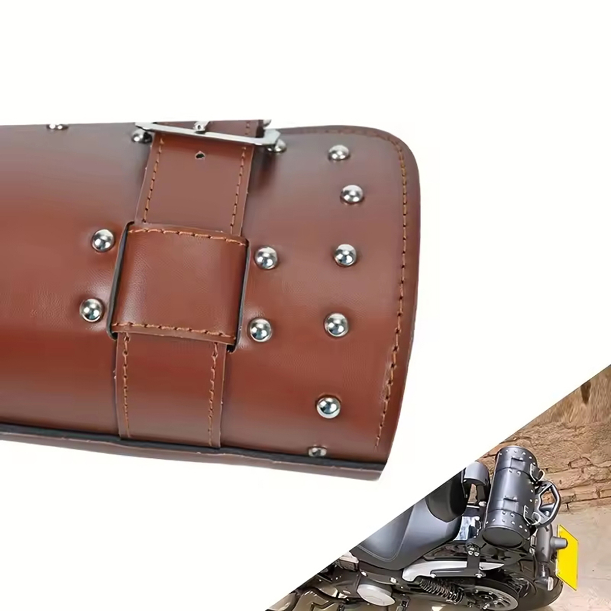 Motorcycle Bag Front Rear Fork Tool Saddlebag for Sportster Dyna Softail Chopper Bobber Cruiser PU Leather Luggage Bags