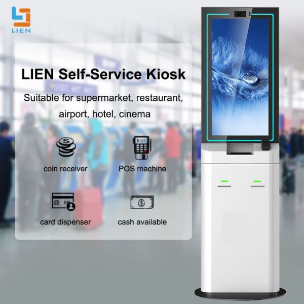 Elegant And Smart Design Hotel Self Check In Kiosk with Optional Wheels for Flexible Positioning and Guest Processing