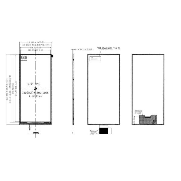9.9 дюймовый TFT дисплейный модуль 720*1600 разрешение MIPI интерфейс 450C/D ICFL7707N