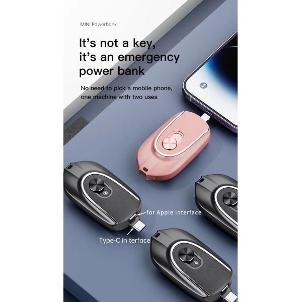 2 In 1 Multi Purpose 1200mah Mini Power Bank Outdoor Travel Charging Keychain PowerBank Mobile Phone Charge