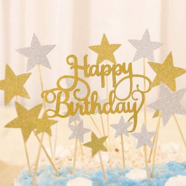 Glitter Weddings Birthdays Parties Gold Star Cupcake Toppers