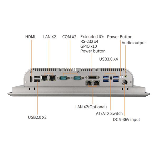 12.1'' Industrial All In One Computer 1024x768 Touch Screen Celeron J4125 8GB RAM 256GB SSD