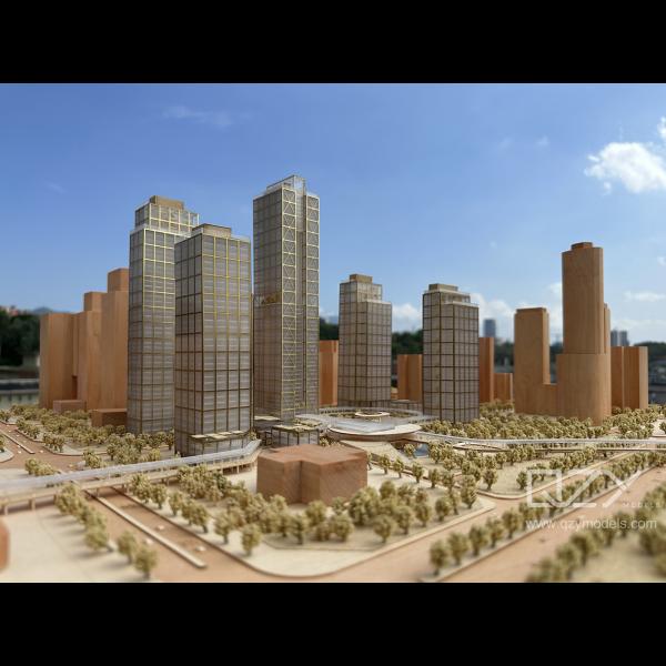 Modelo físico arquitectónico de base acrílica Proyecto Xiamen JKP 1/500