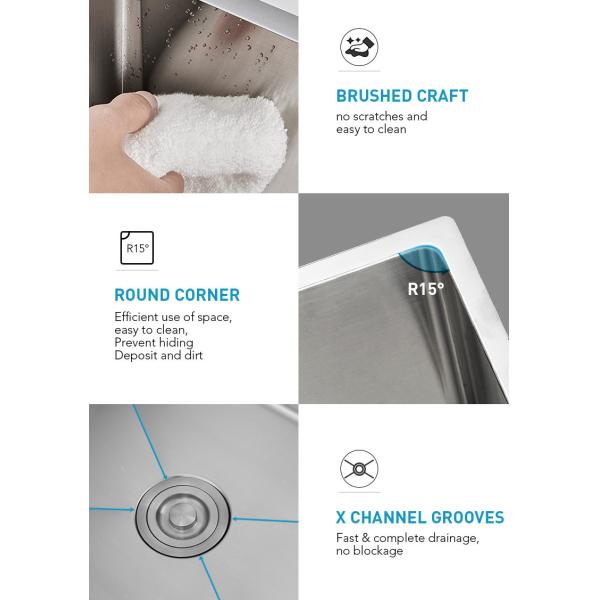 1.2mm Thick Stainless Steel Kitchen Sink Brushed Silver Color For Laundry Room