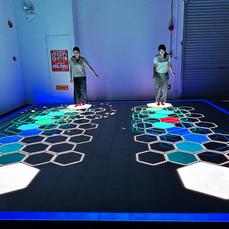 Aurora Motion Interactive LED Floor Game with 75-inch Display and 6 Selectable Games for Multiplayer Team Battle