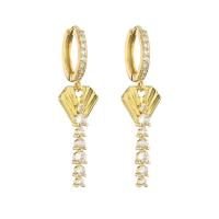Descenso largo delicado Diamond Earrings del OEM de los pendientes del aro del oro de la boda 24k