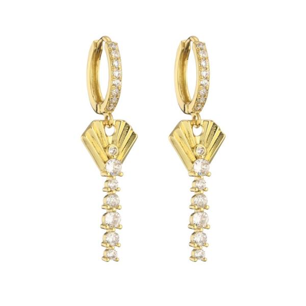 CZ Gold Crystal Hoop Earrings