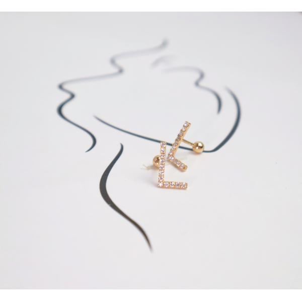 Customized 18K Gold 'L' Letter Earrings Fine Jewelry with IGI GIA Lab Grown Diamonds for Anniversary Wedding Banquet Gift