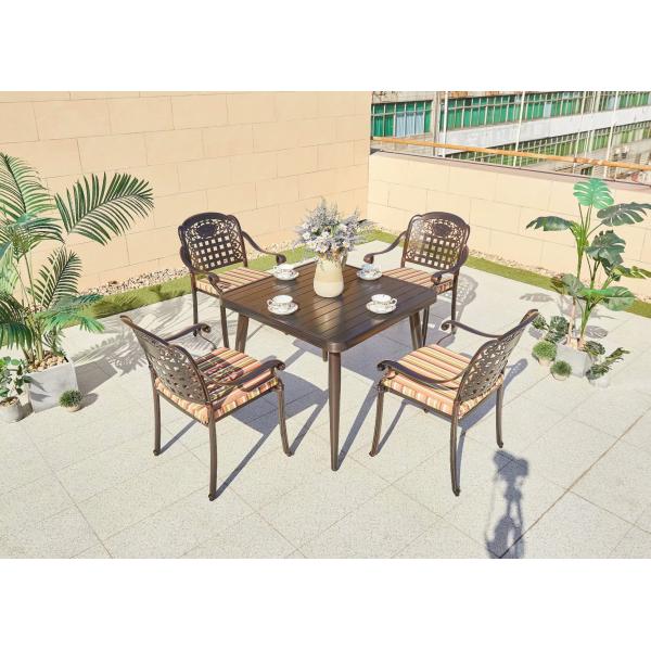 Balcony Bistro Furniture Wood Pattern BBQ Set Cast Aluminum Dining Set for Patio Dining