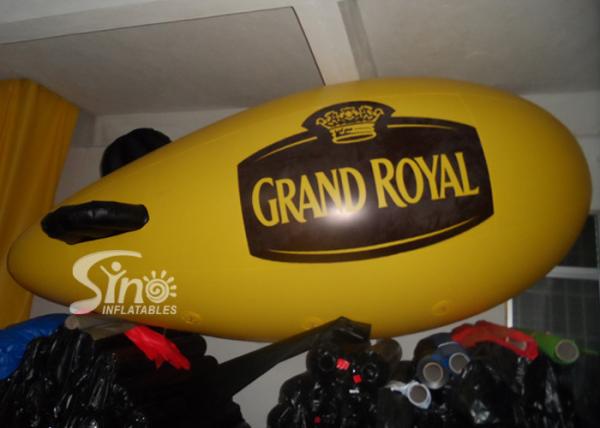 Yellow Popular Inflatable Helium Zeppelin Made Of 0.16mm PVC For Promotion