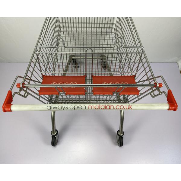 европейская вагонетка супермаркета стиля 275L носит тележку металла большой емкости со складными двойными местами ребенка