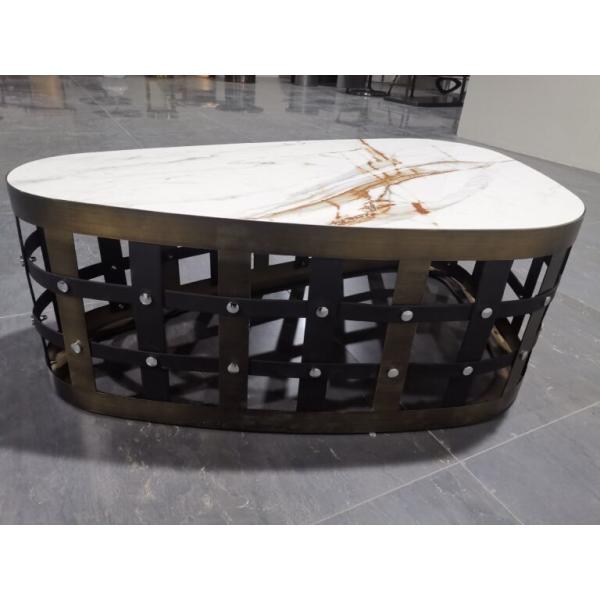 Gridline Marble Ceramic Coffee Table 400mm Height Contemporary Luxury