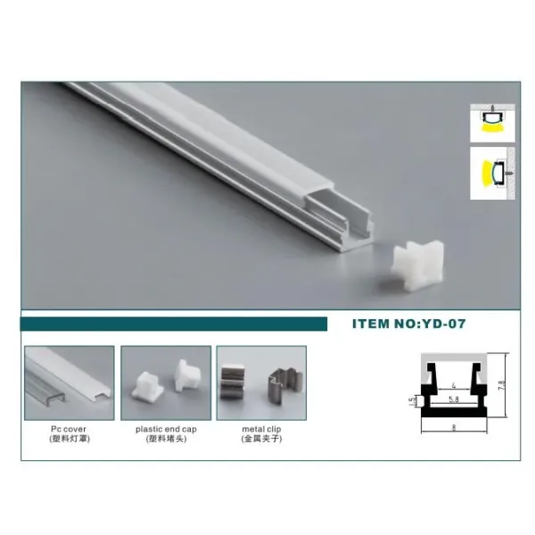 Mini LED Linear Profile 6063 T3-T8 Aluminum Alloy Anodized Finish Customized Length Surface Mounted LED Profile